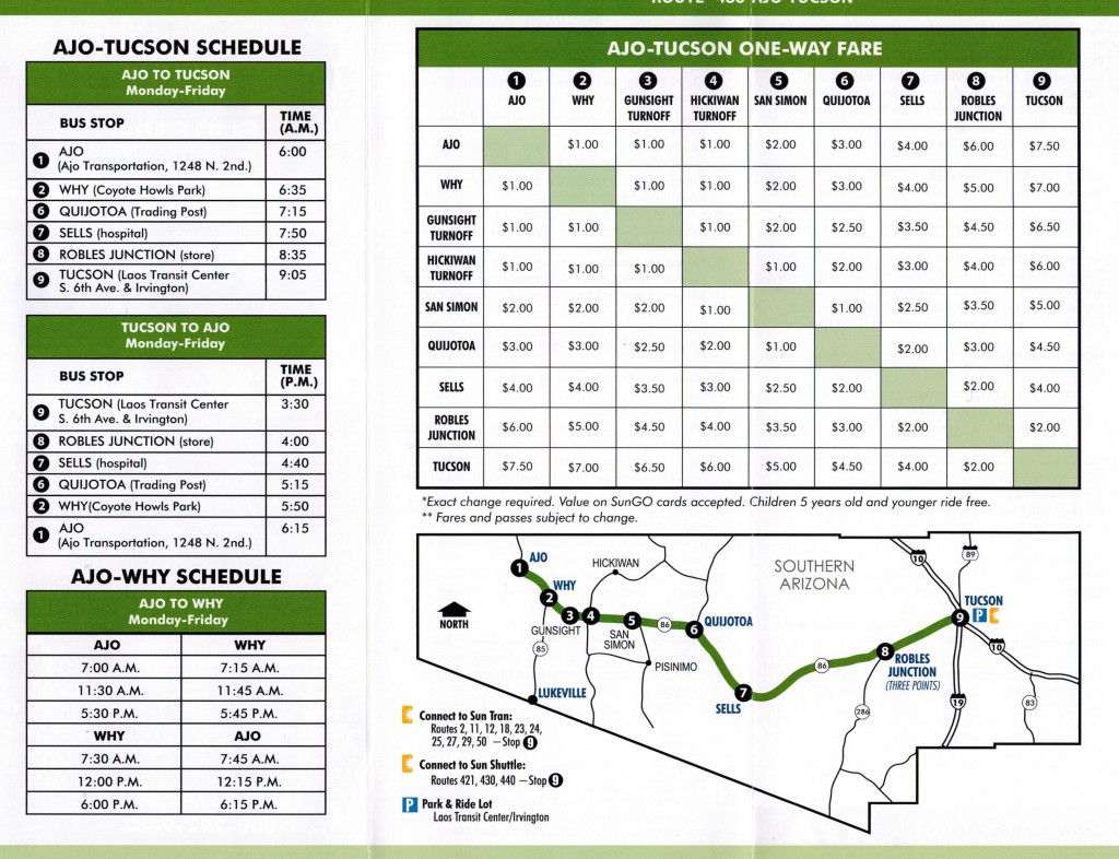 Tucson Route 486 Bus Schedule.